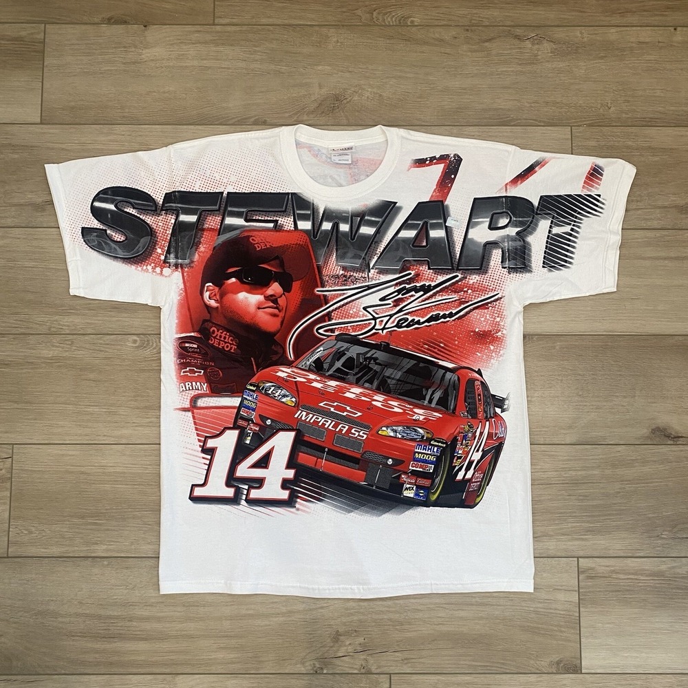 Y2K Chase Authentics Tony Stewart AOP Graphic Tee Mens Size XL 2009 Nascar Shirt